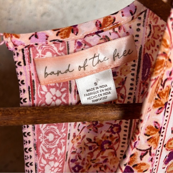 Band of the free pink maroon floral boho flutter sleeve babydoll dress - Picture 5 of 6